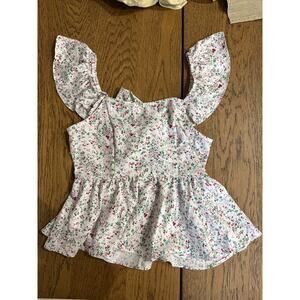 Ruffle Strap Tie Front Pink and Red Floral Tank Top